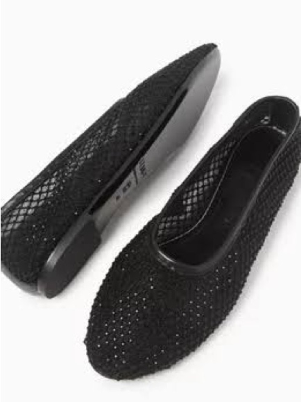 STAUD Black Crystal Alba Mesh Ballet Flats 38. NWT